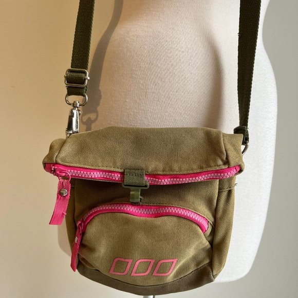Lorna Jane Khaki Small Canvas Style Cross Body Bag w'  Long Strap - Picture 2 of 14